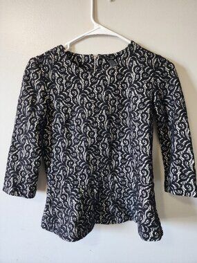 J.Crew top Black & White Lace Peplum Top XXS